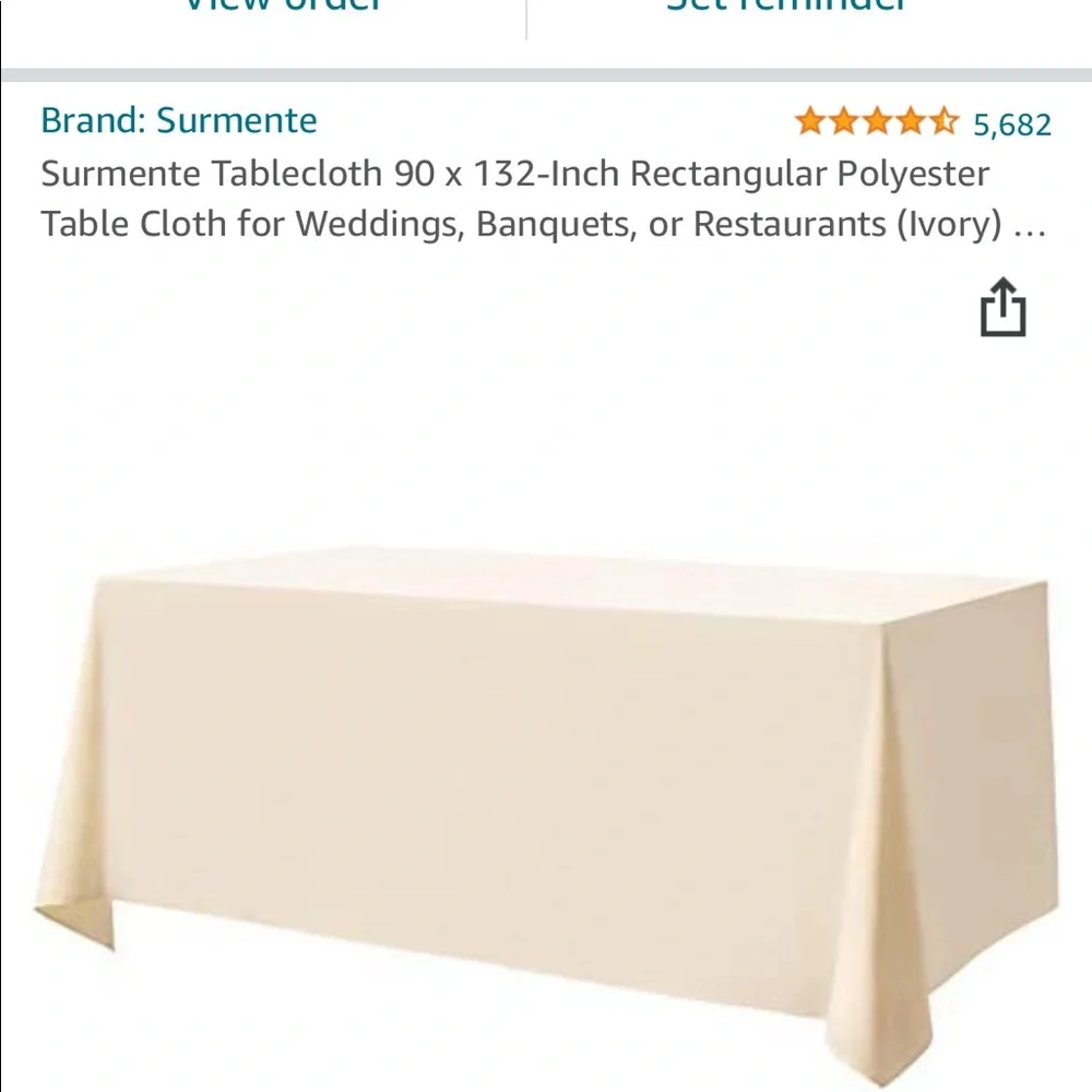 90x132 inch ivory tablecloth